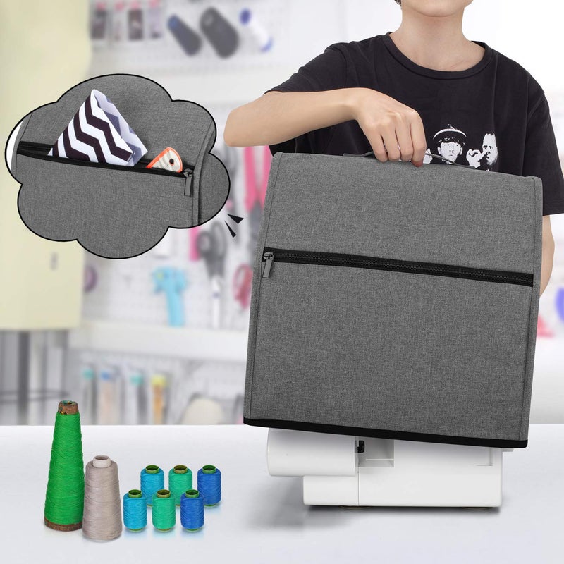 LUXJA Serger Cover with Storage Pockets for Most Standard Overlock Machines (Compatible with Singer and Brother), Gray - Image 2